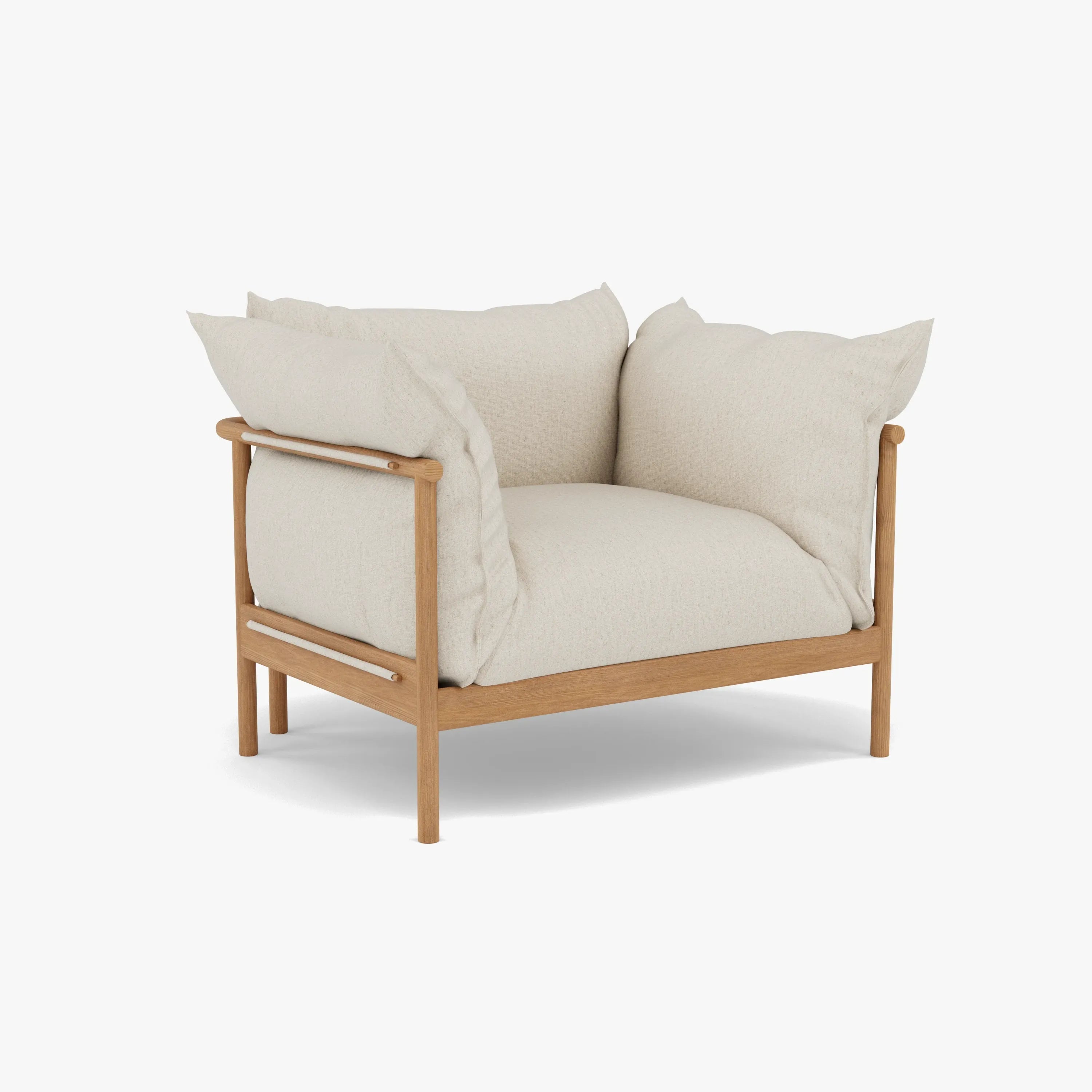 Olivia Armchair Sand Beige Velvet Solid American Oak
