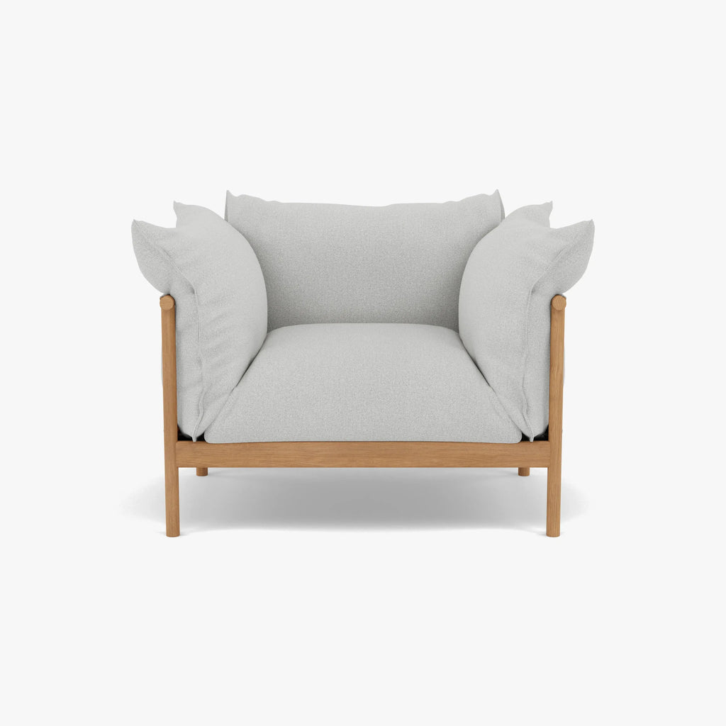 Olivia Armchair Soft Grey Fabric Solid American Oak