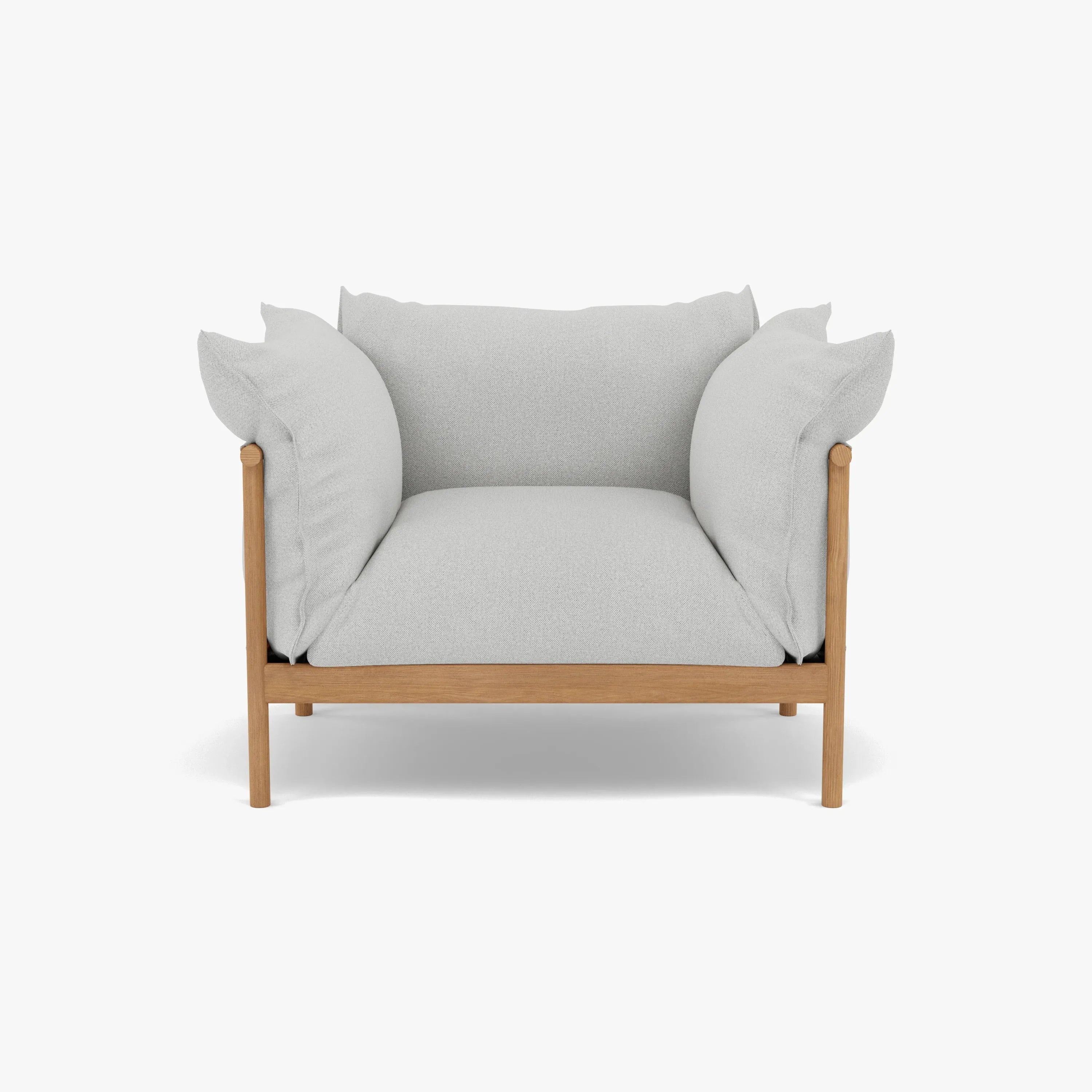 Olivia Armchair Soft Grey Fabric Solid American Oak