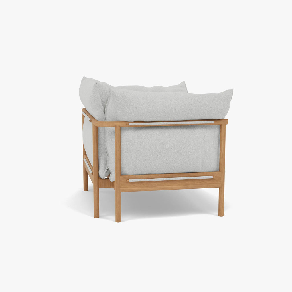 Olivia Armchair Soft Grey Fabric Solid American Oak