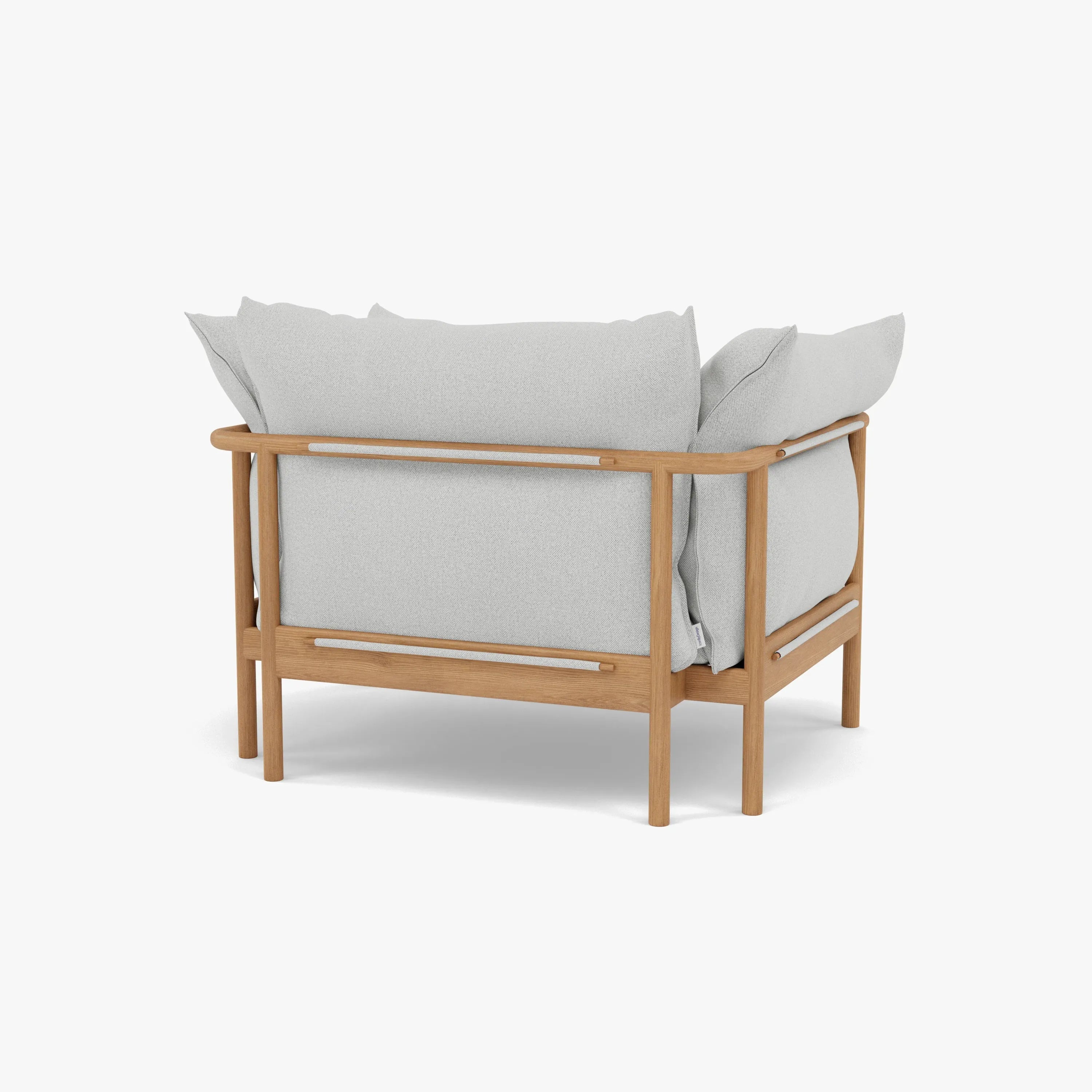 Olivia Armchair Soft Grey Fabric Solid American Oak