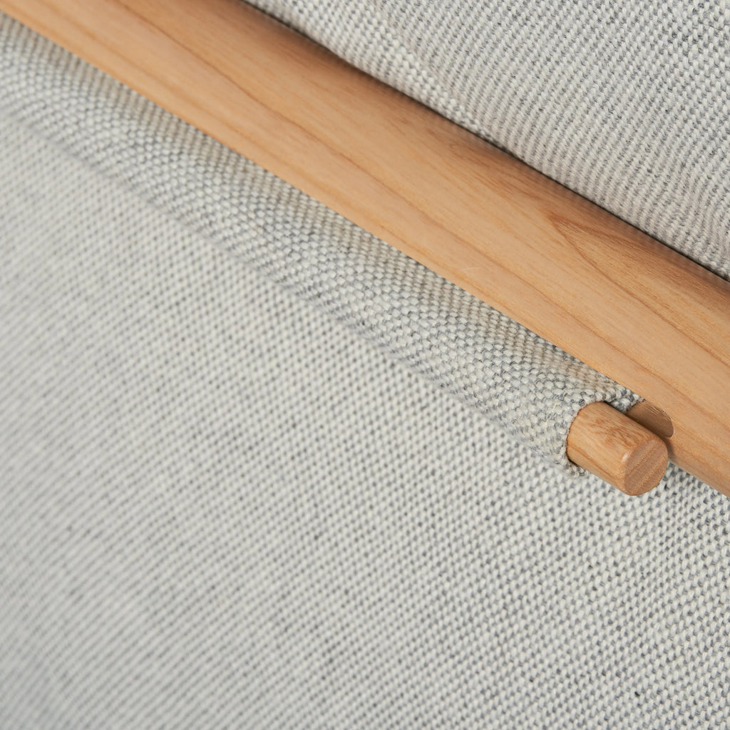 Olivia Armchair Soft Grey Fabric Solid American Oak