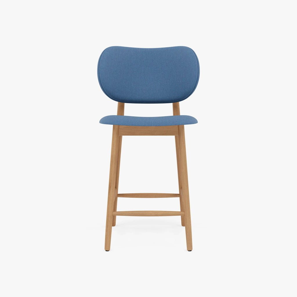 Olivia Bar Stool Denim Blue Fabric Solid American Oak
