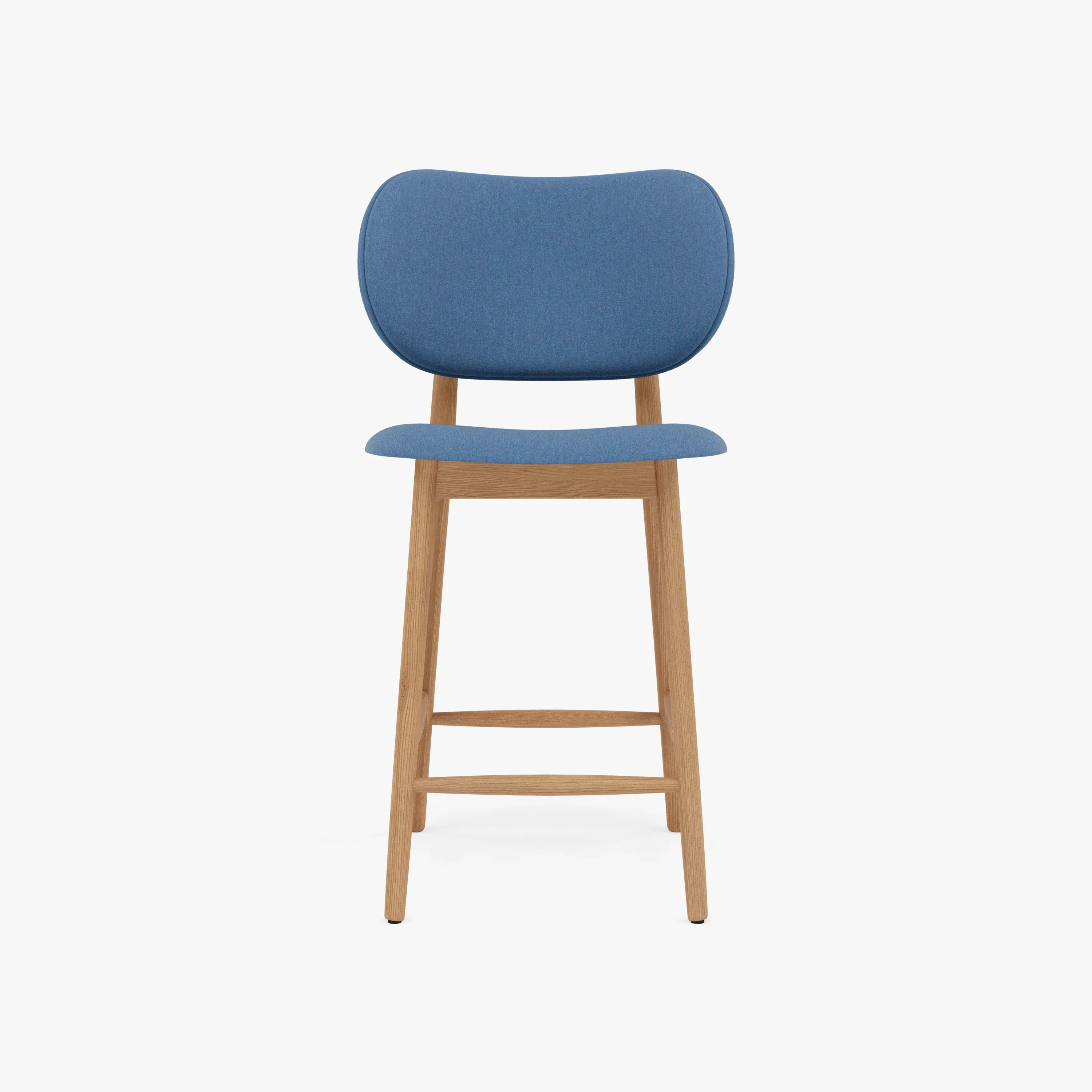 Olivia Bar Stool Denim Blue Fabric Solid American Oak