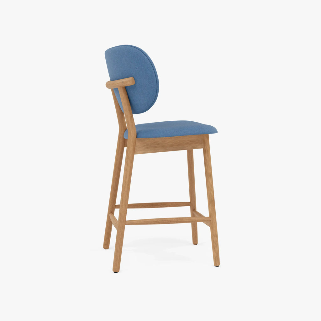 Olivia Bar Stool Denim Blue Fabric Solid American Oak