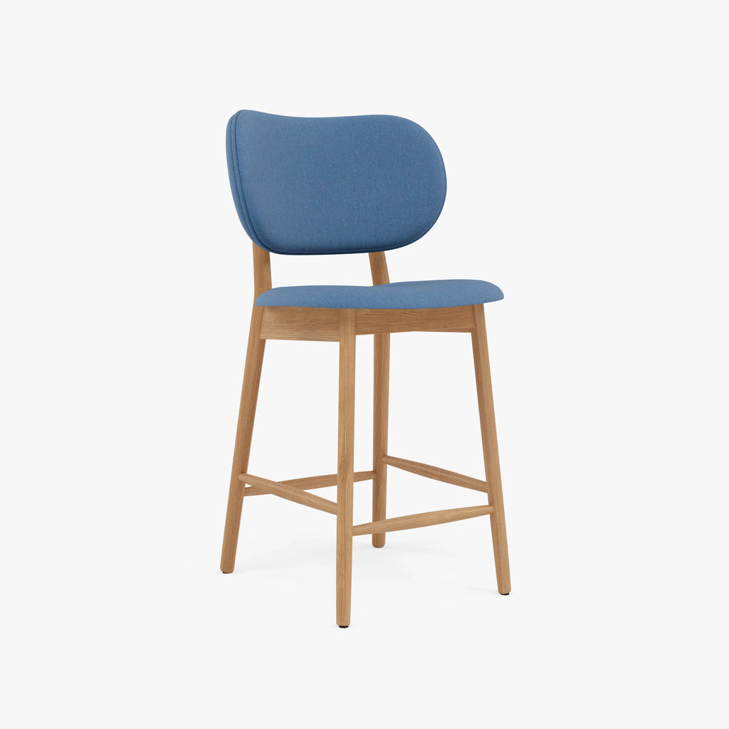 Olivia Bar Stool Denim Blue Fabric Solid American Oak