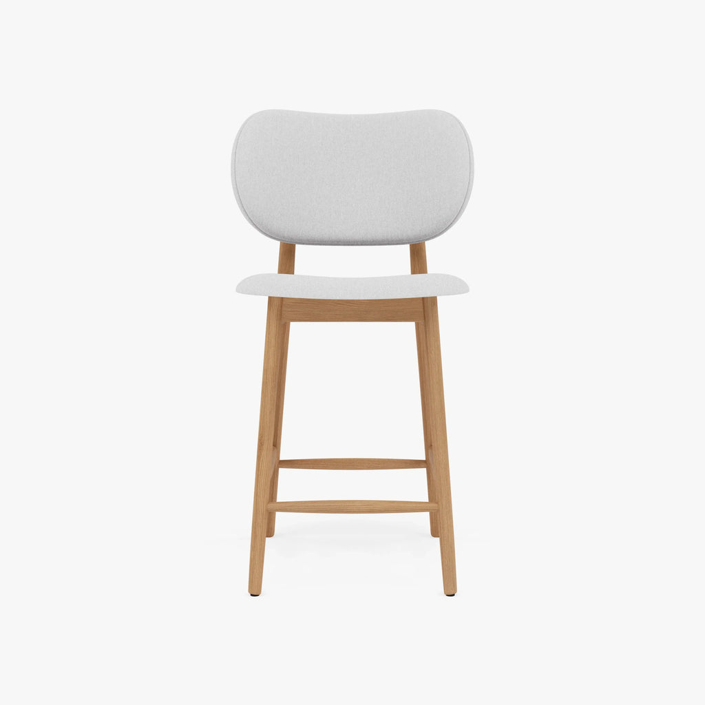 Olivia Bar Stool Dove Grey Fabric Solid American Oak