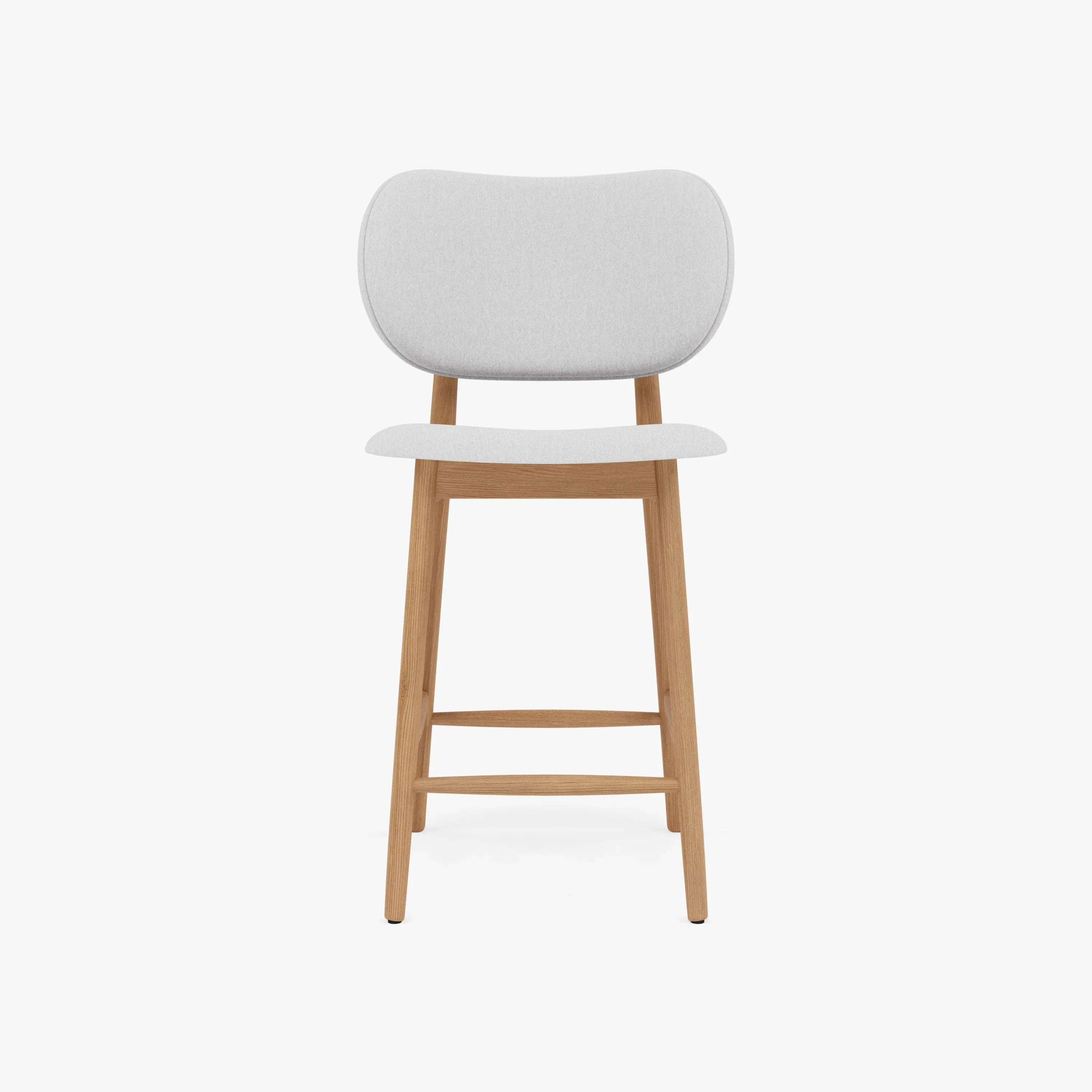 Olivia Bar Stool Dove Grey Fabric Solid American Oak