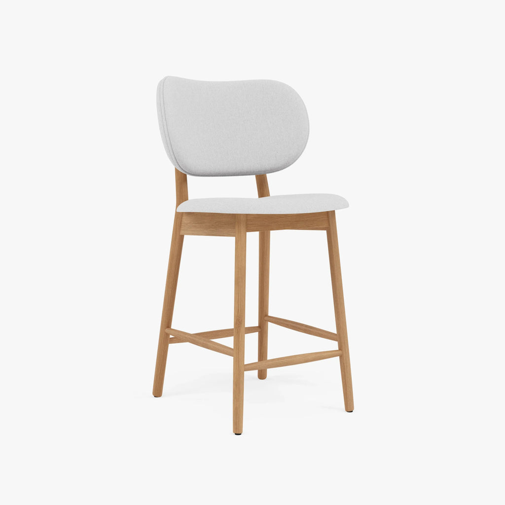 Olivia Bar Stool Dove Grey Fabric Solid American Oak