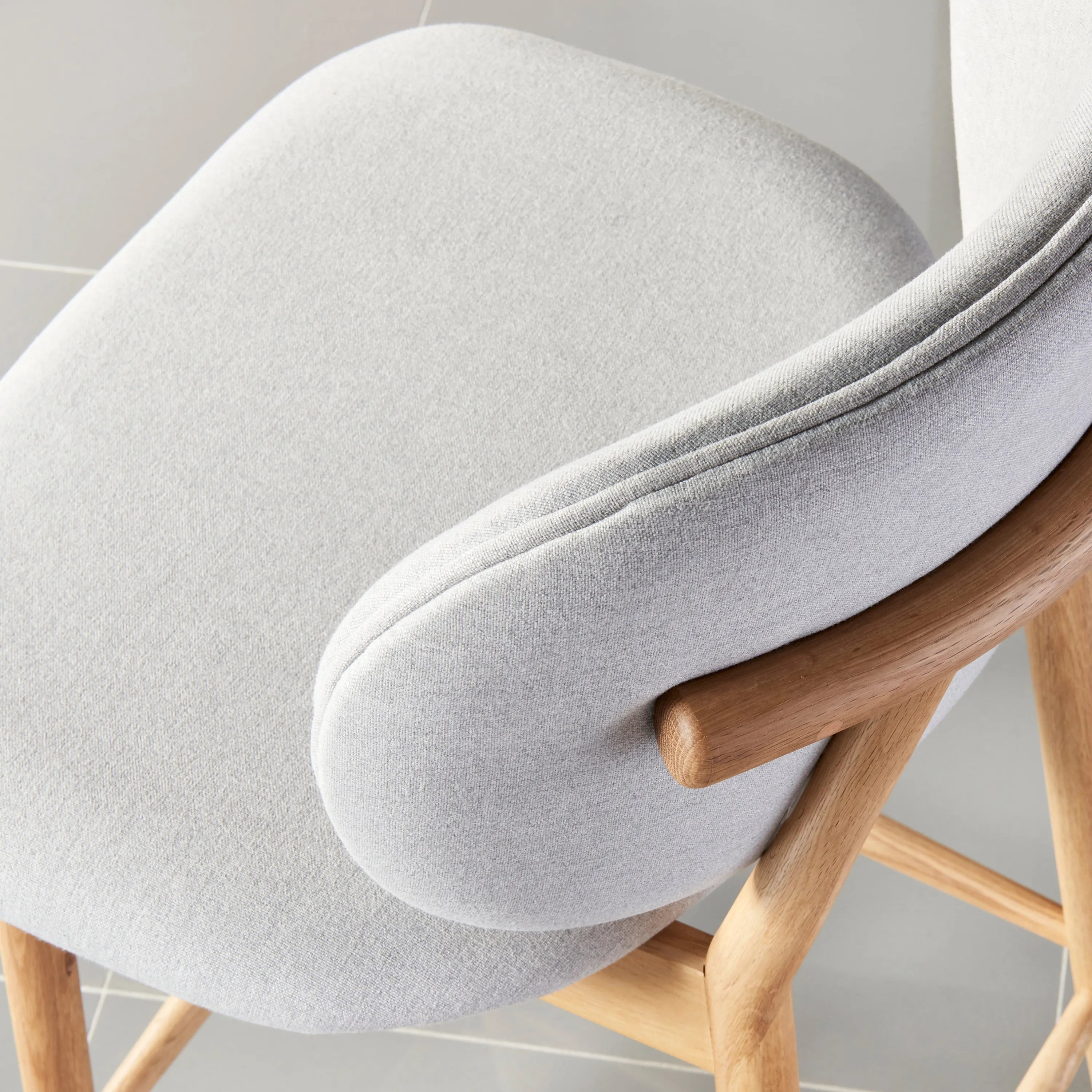 Olivia Bar Stool Dove Grey Fabric Solid American Oak