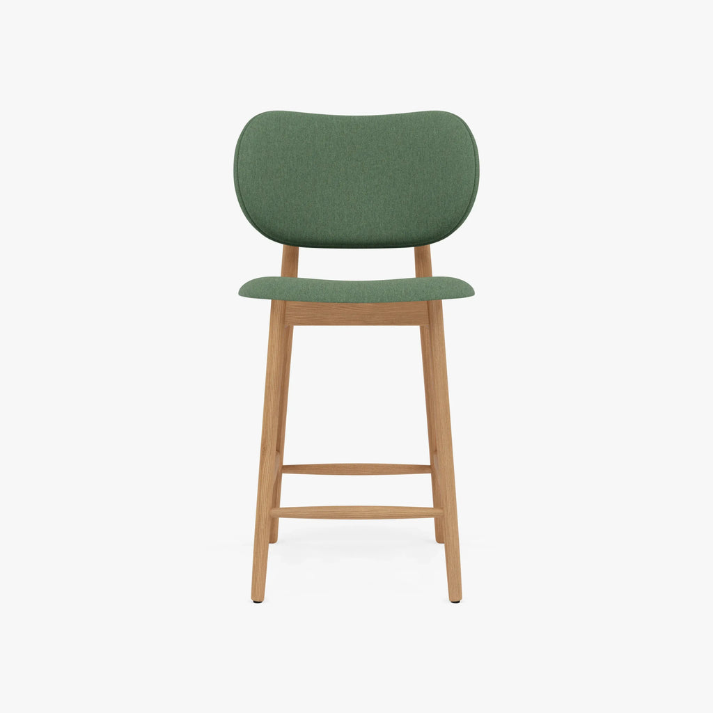 Olivia Bar Stool Forest Green Fabric Solid American Oak