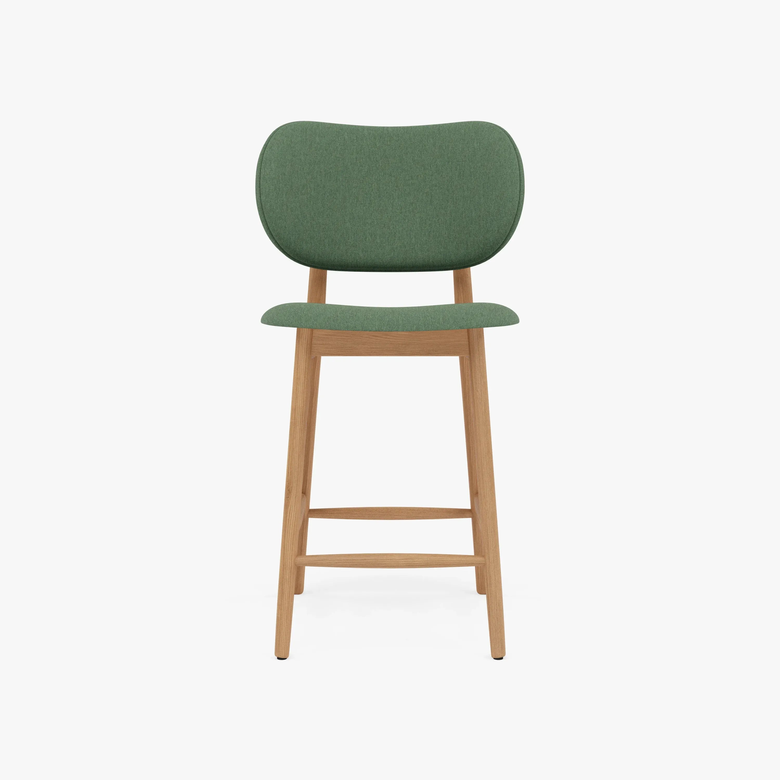 Olivia Bar Stool Forest Green Fabric Solid American Oak
