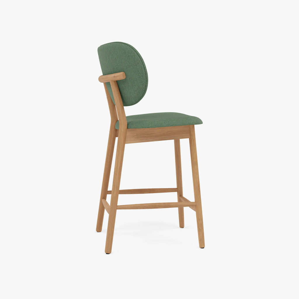 Olivia Bar Stool Forest Green Fabric Solid American Oak