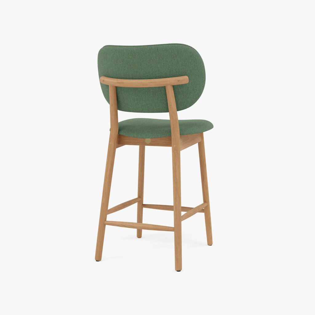 Olivia Bar Stool Forest Green Fabric Solid American Oak