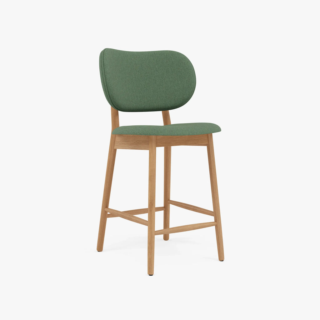 Olivia Bar Stool Forest Green Fabric Solid American Oak
