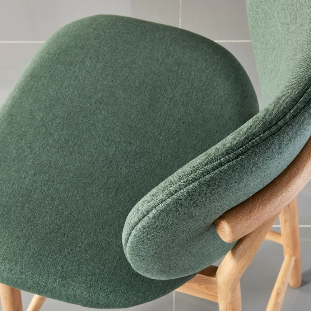 Olivia Bar Stool Forest Green Fabric Solid American Oak
