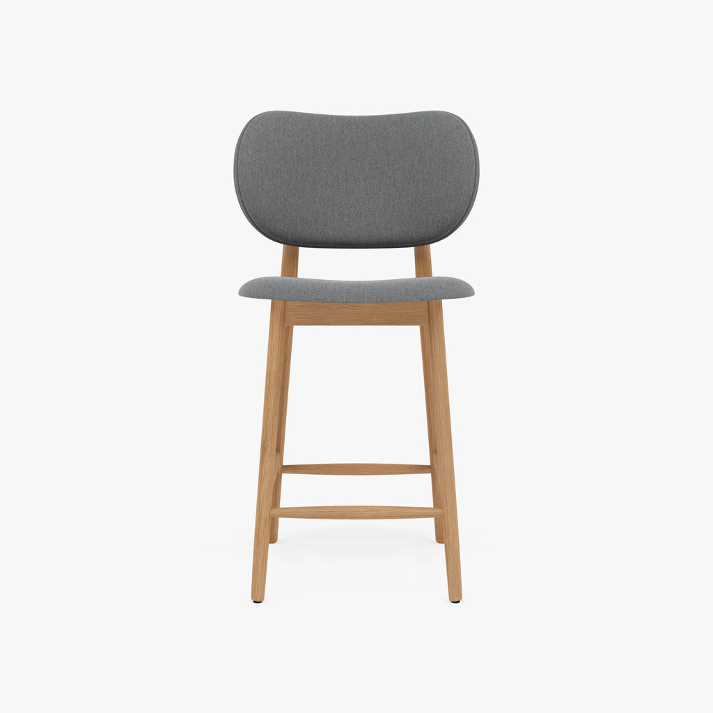 Olivia Bar Stool Graphite Grey Fabric Solid American Oak
