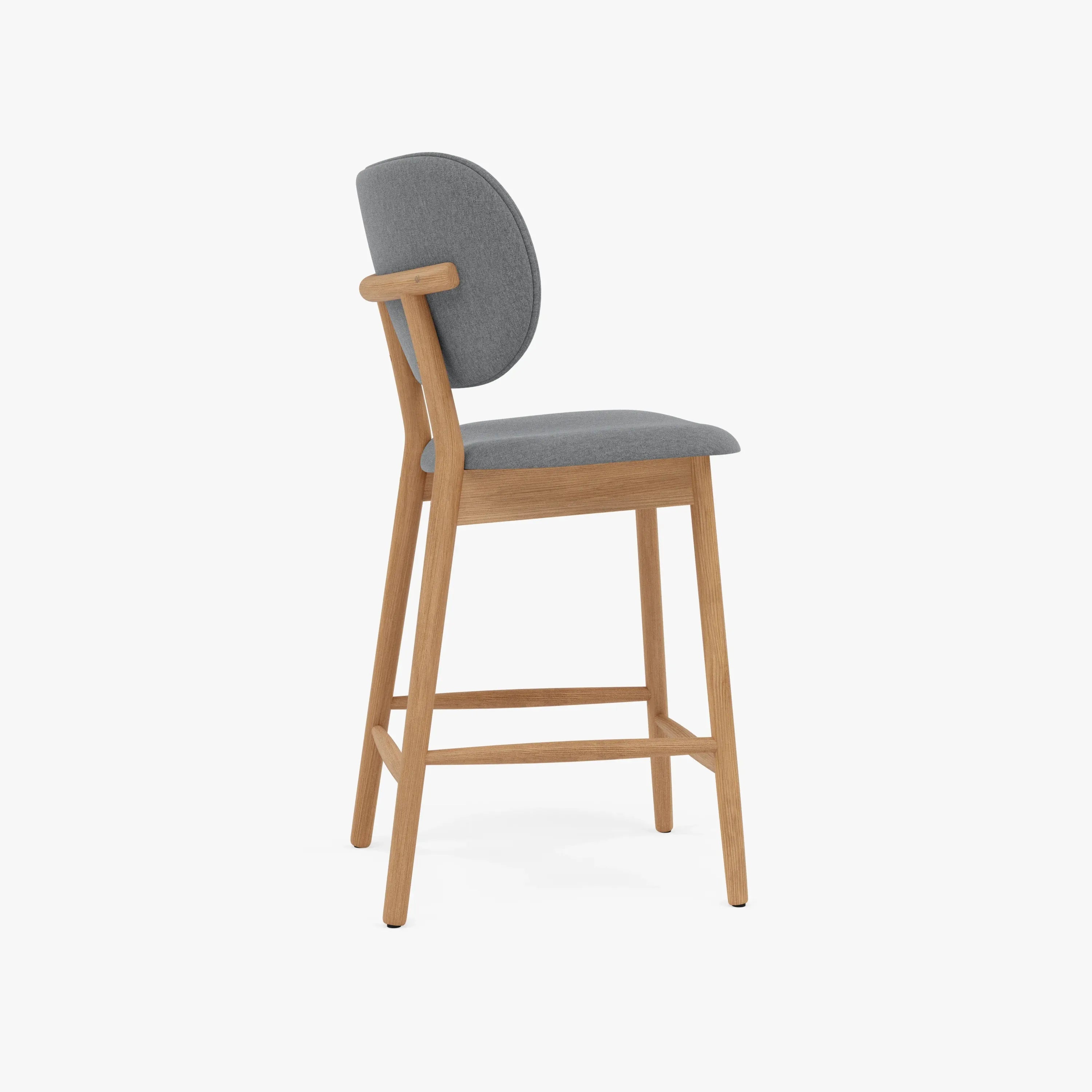 Olivia Bar Stool Graphite Grey Fabric Solid American Oak