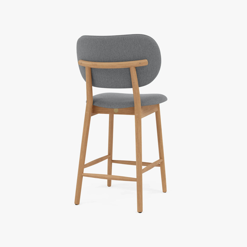Olivia Bar Stool Graphite Grey Fabric Solid American Oak