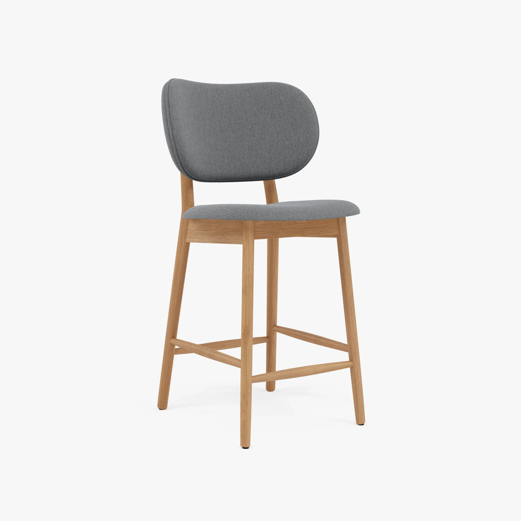 Olivia Bar Stool Graphite Grey Fabric Solid American Oak