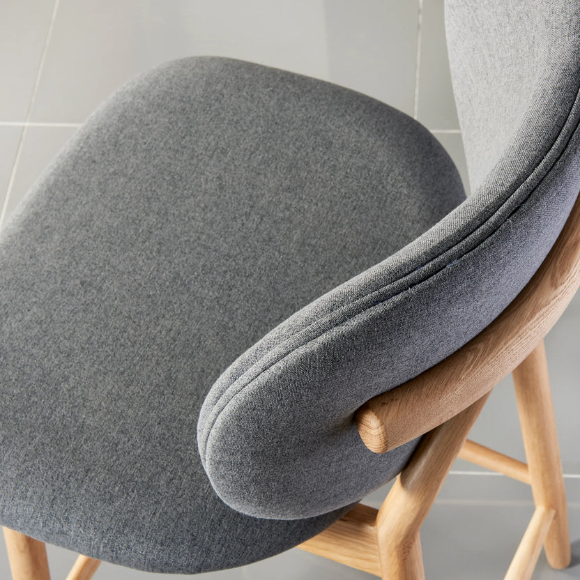 Olivia Bar Stool Graphite Grey Fabric Solid American Oak