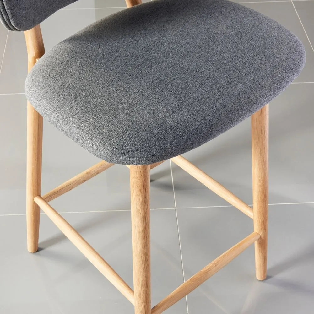 Olivia Bar Stool Graphite Grey Fabric Solid American Oak