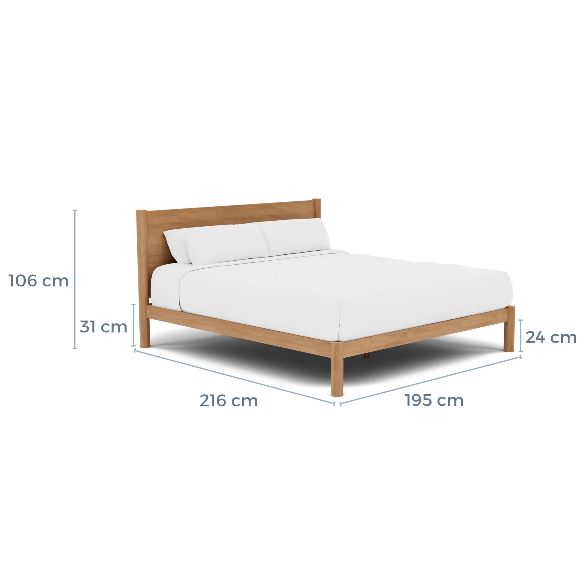 Olivia Bed Frame Column Headboard King Solid American Oak