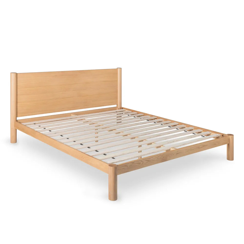 Olivia Bed Frame Column Headboard King Solid American Oak