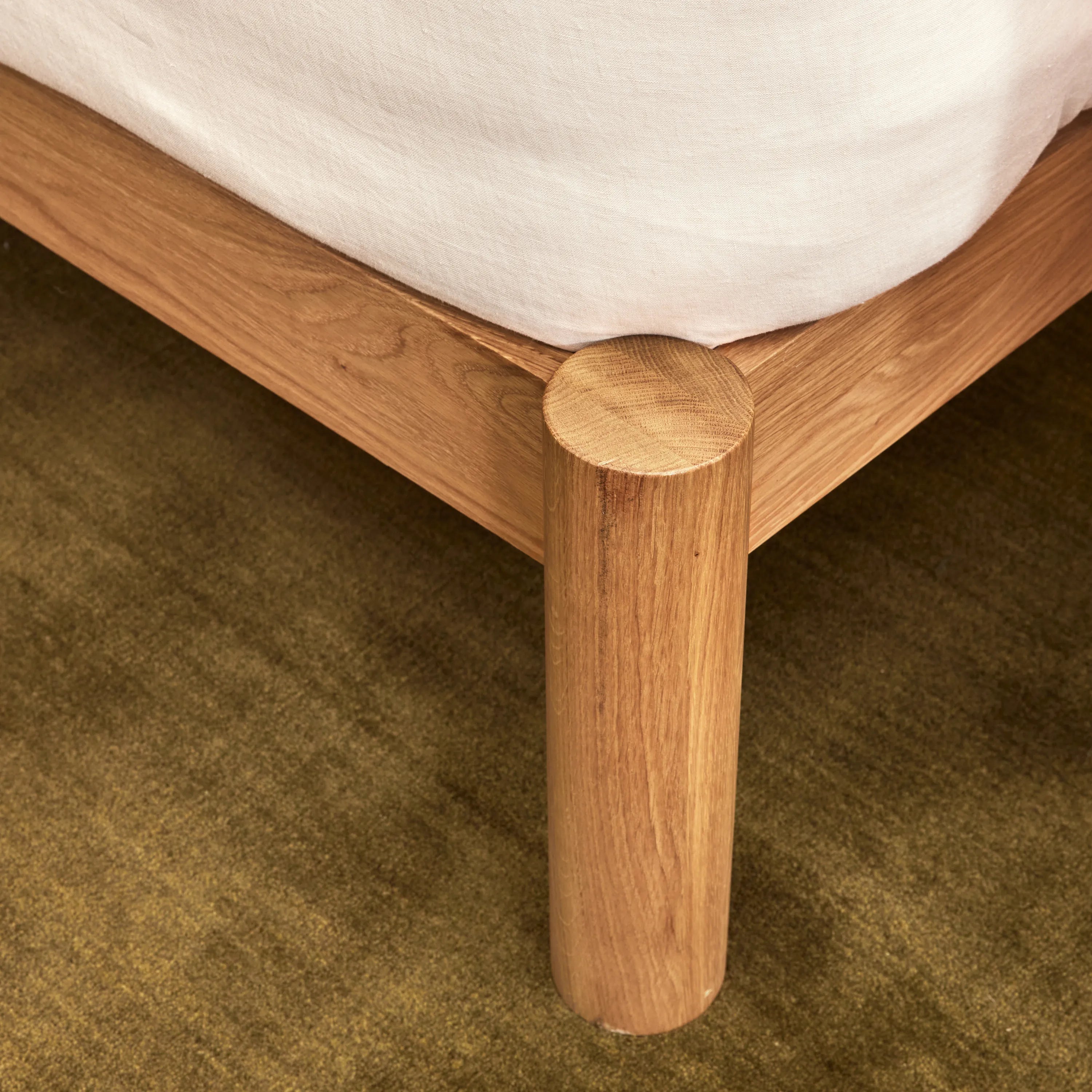 Olivia Bed Frame Column Headboard Solid American Oak