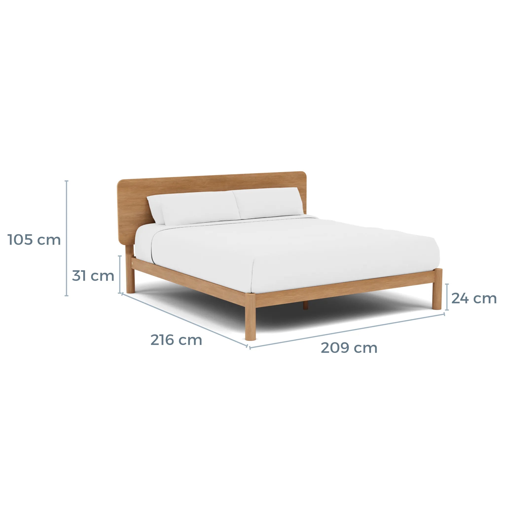 Olivia Bed Frame Column Headboard Queen Solid American Oak