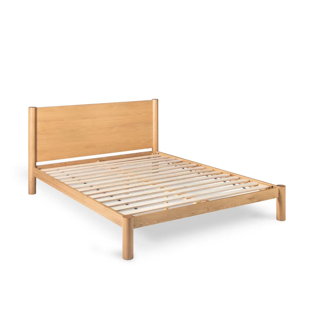 Olivia Bed Frame Column Headboard Queen Solid American Oak