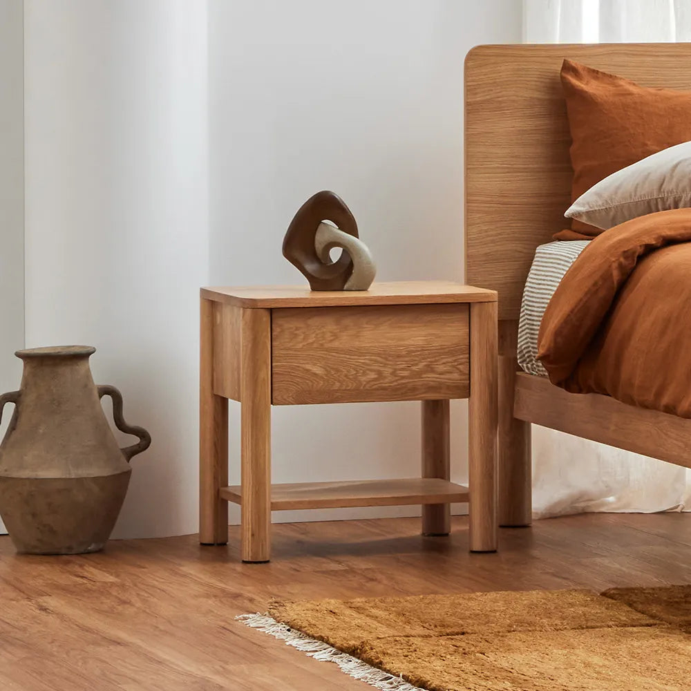 Olivia Bedside Table 1 Drawer 55 x 40cm Solid American Oak