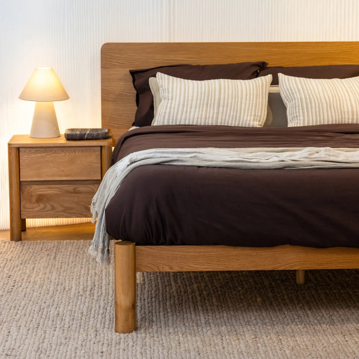 Olivia Bedside Table 2 Drawers 55 x 40cm Solid American Oak