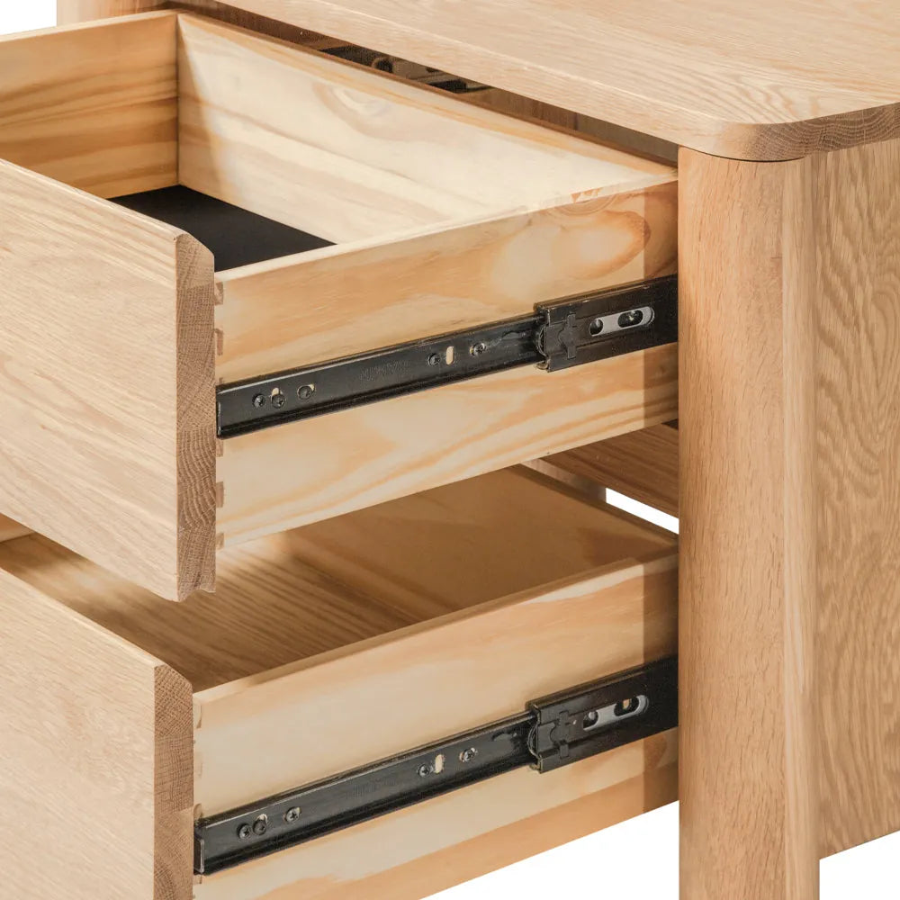 Olivia Bedside Table 2 Drawers 55 x 40cm Solid American Oak