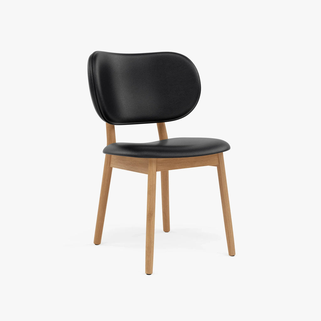 Olivia Dining Chair Black Leather Solid American Oak