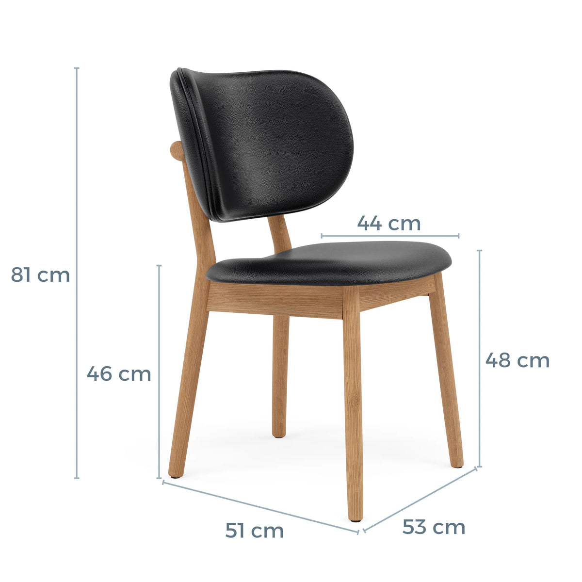 Olivia Dining Chair Black Leather Solid American Oak