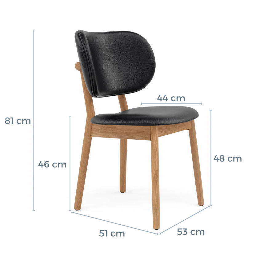 Olivia Dining Chair Black Leather Solid American Oak