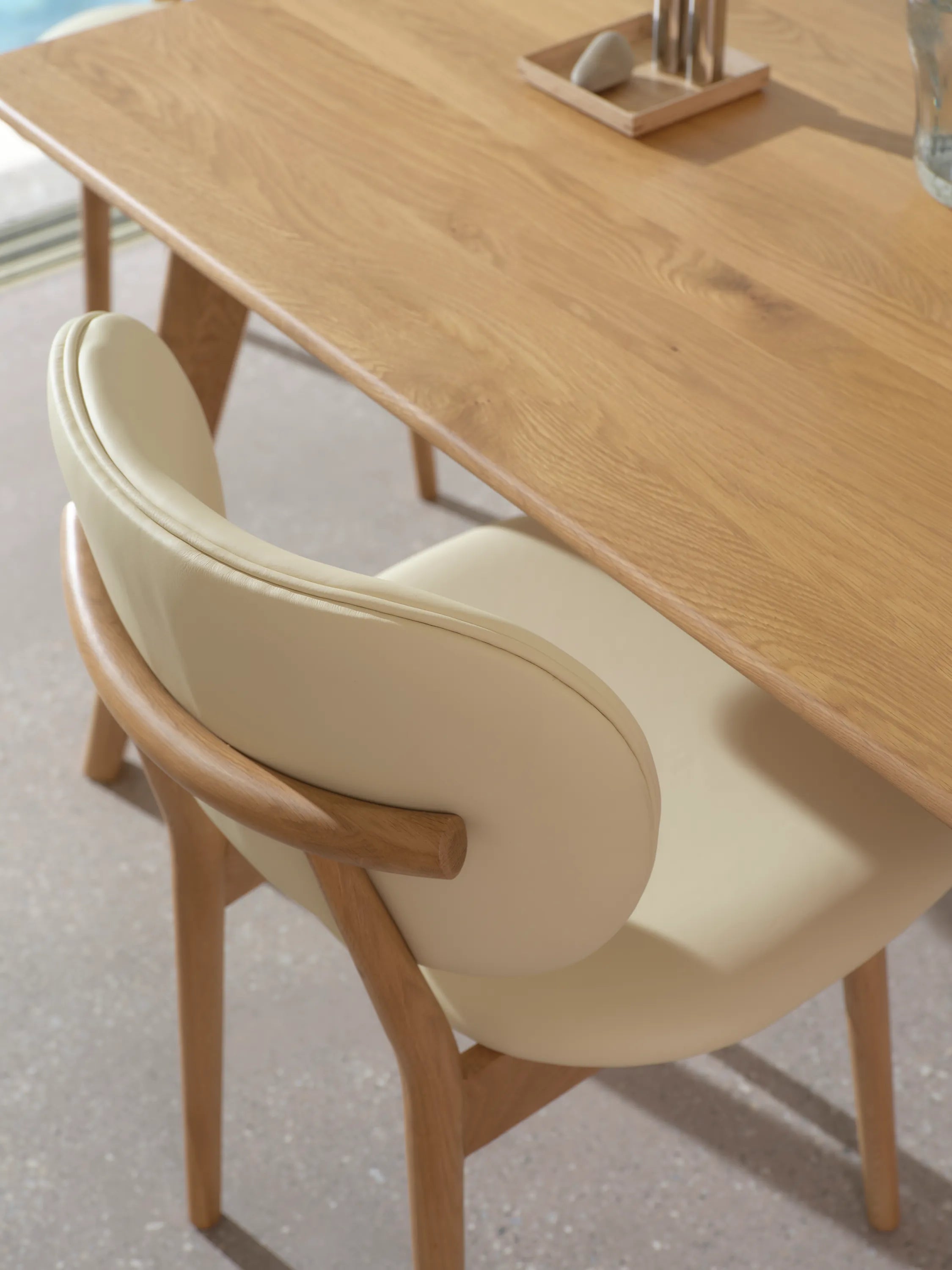 Olivia Dining Chair Cream Leather Solid American Oak