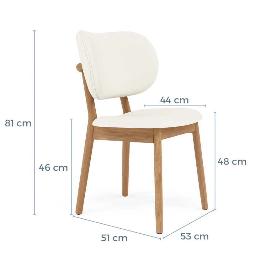 Olivia Dining Chair Cream Leather Solid American Oak