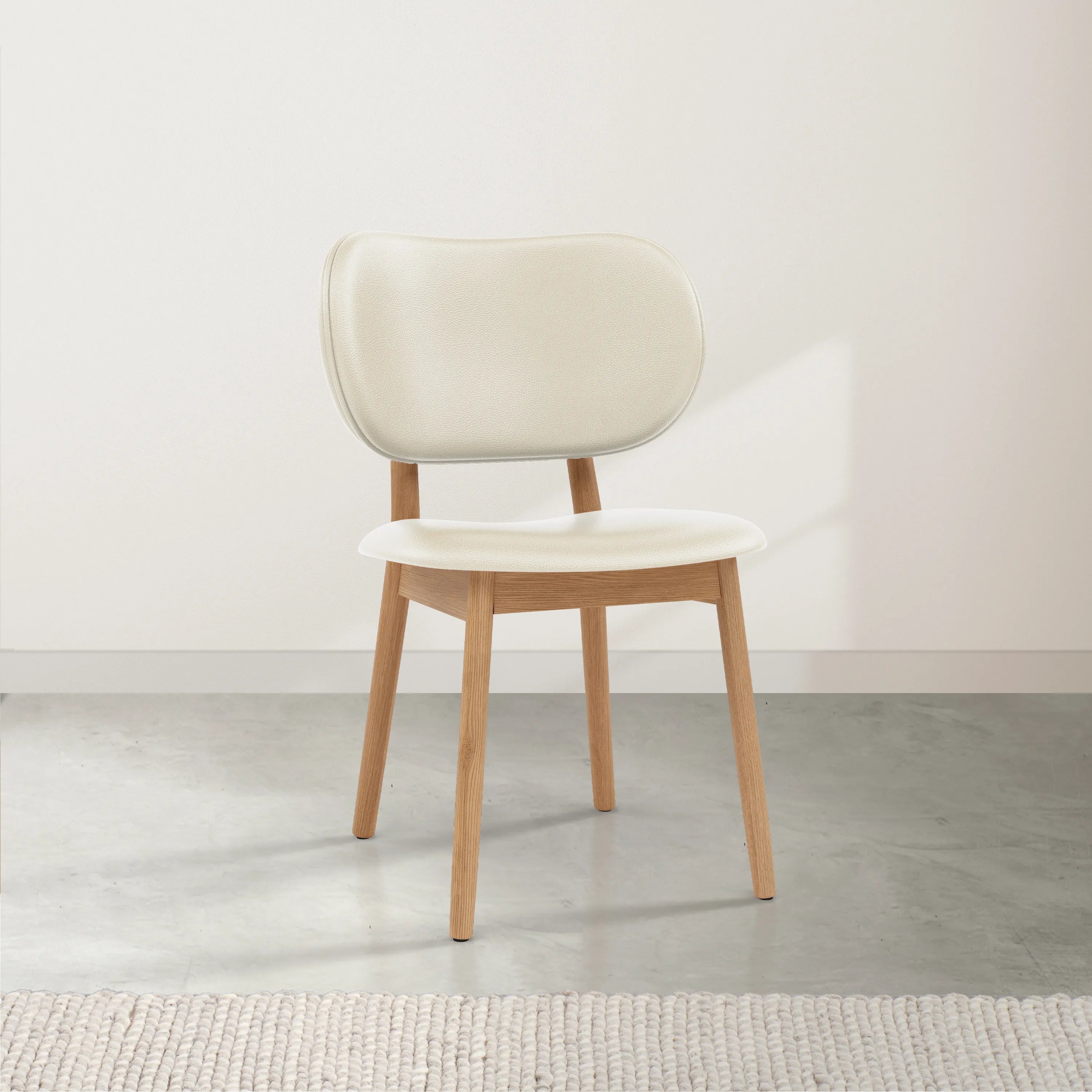 Olivia Dining Chair Cream Leather Solid American Oak