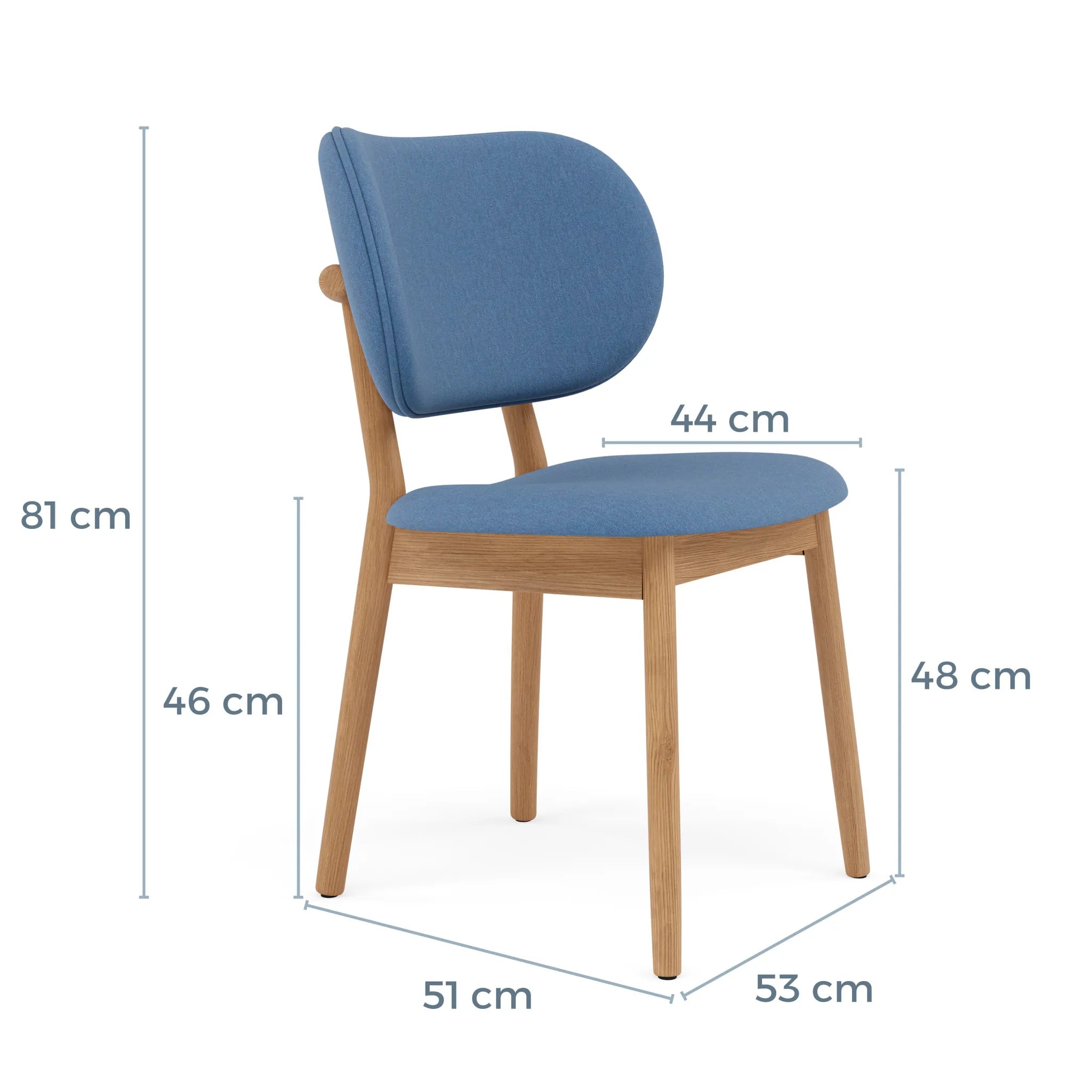 Olivia Dining Chair Denim Blue Fabric Solid American Oak