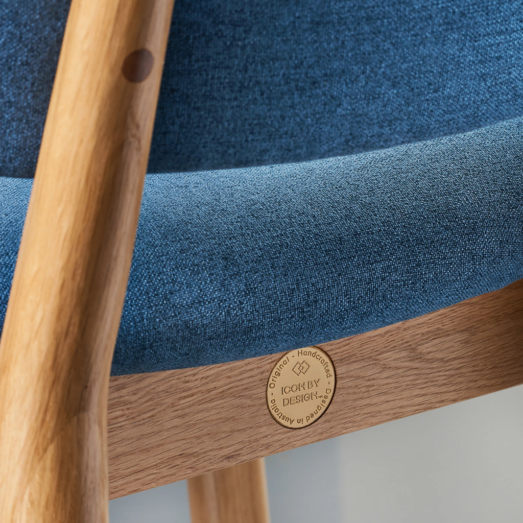 Olivia Dining Chair Denim Blue Fabric Solid American Oak