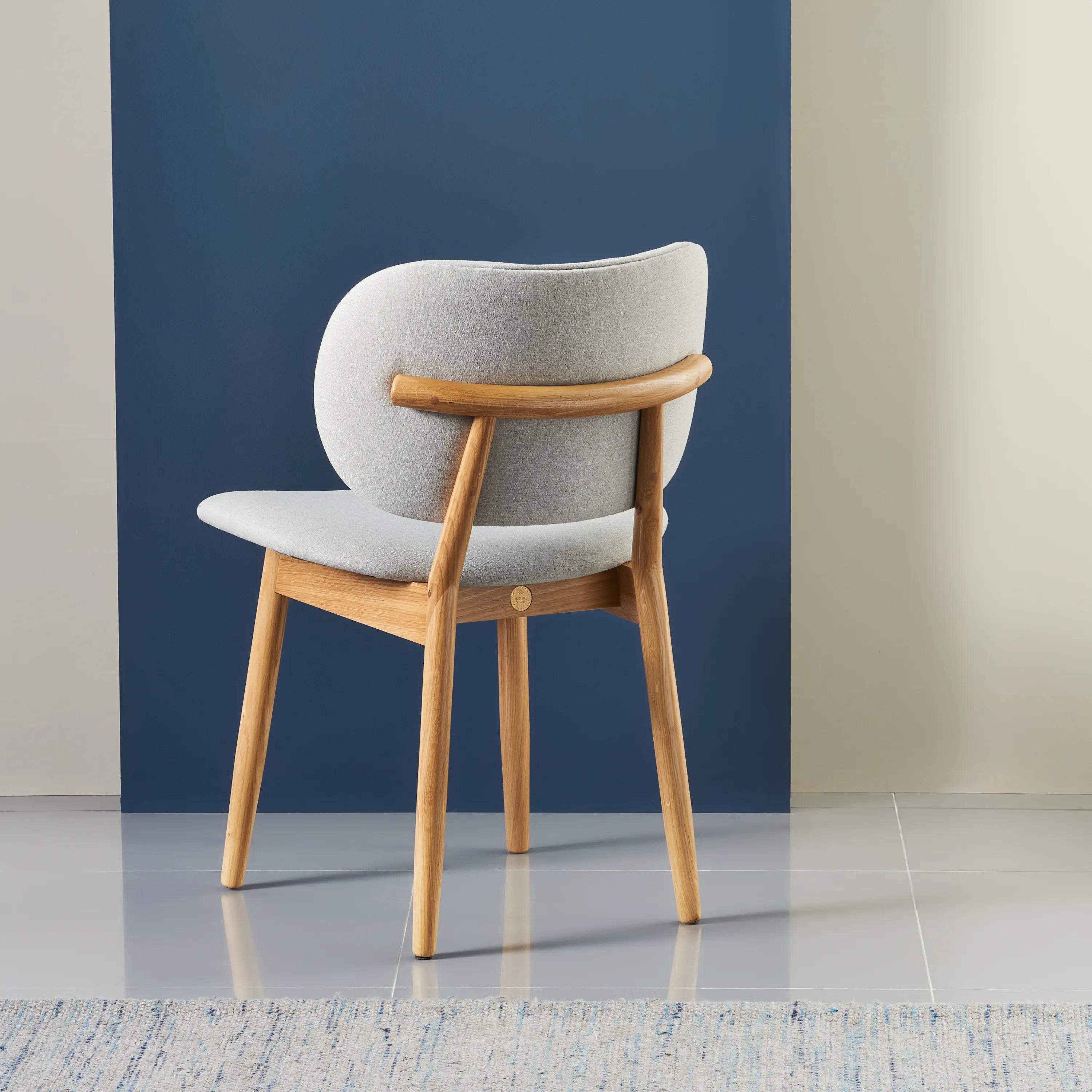 Olivia Dining Chair Dove Grey Fabric Solid American Oak