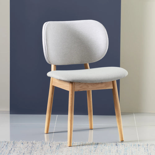 Olivia Dining Chair Dove Grey Fabric Solid American Oak