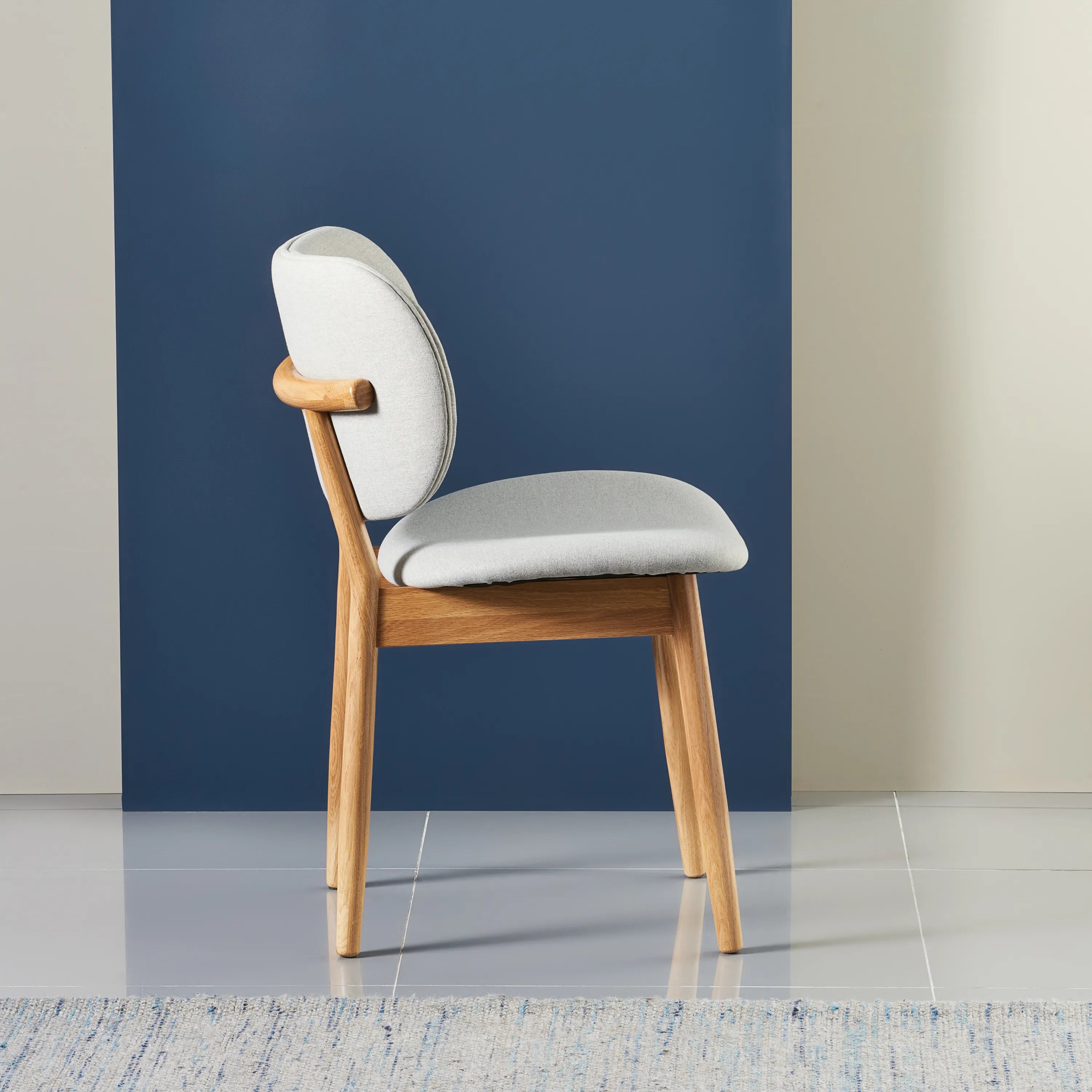 Olivia Dining Chair Dove Grey Fabric Solid American Oak