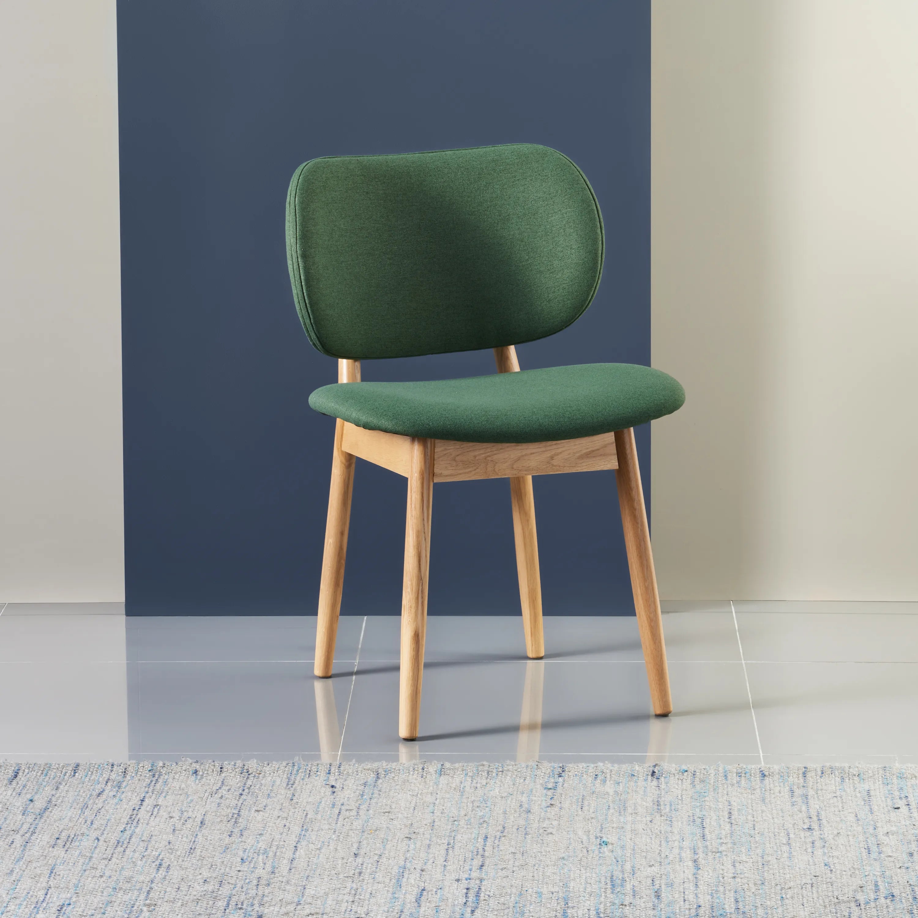 Olivia Dining Chair Forest Green Fabric Solid American Oak