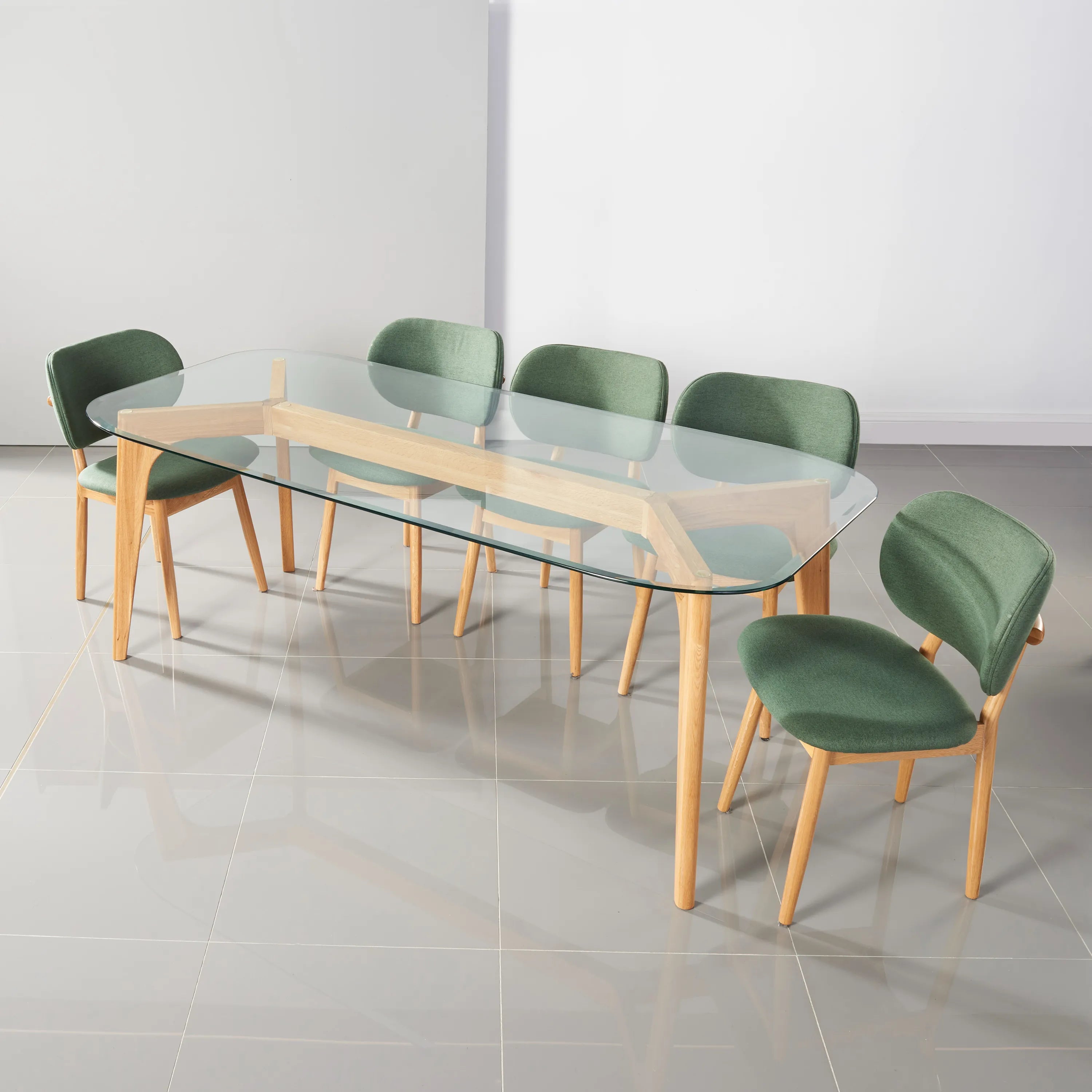 Olivia Dining Chair Forest Green Fabric Solid American Oak