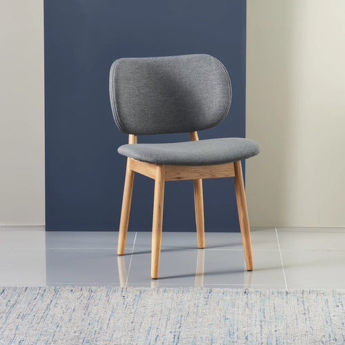 Olivia Dining Chair Graphite Grey Fabric Solid American Oak