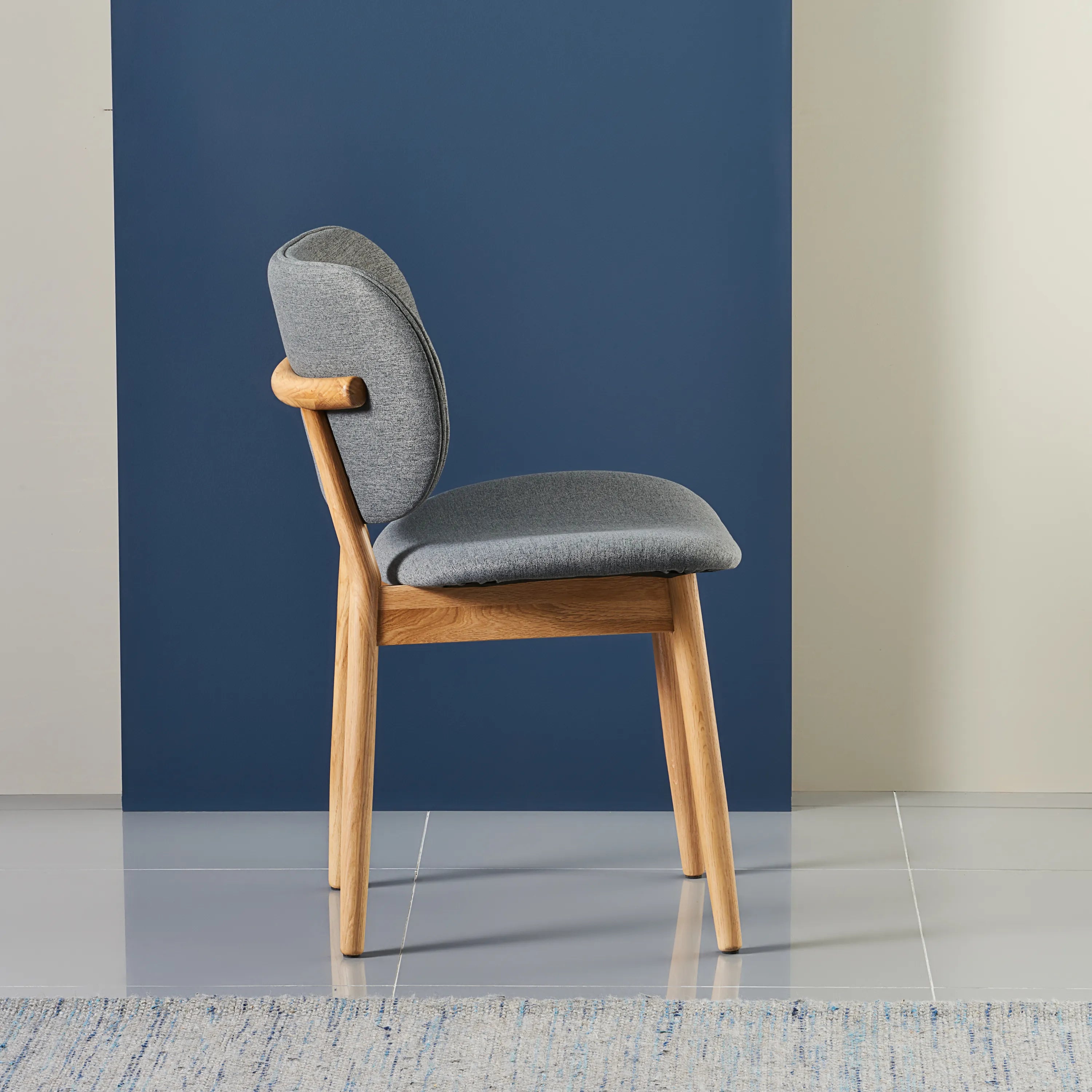 Olivia Dining Chair Graphite Grey Fabric Solid American Oak