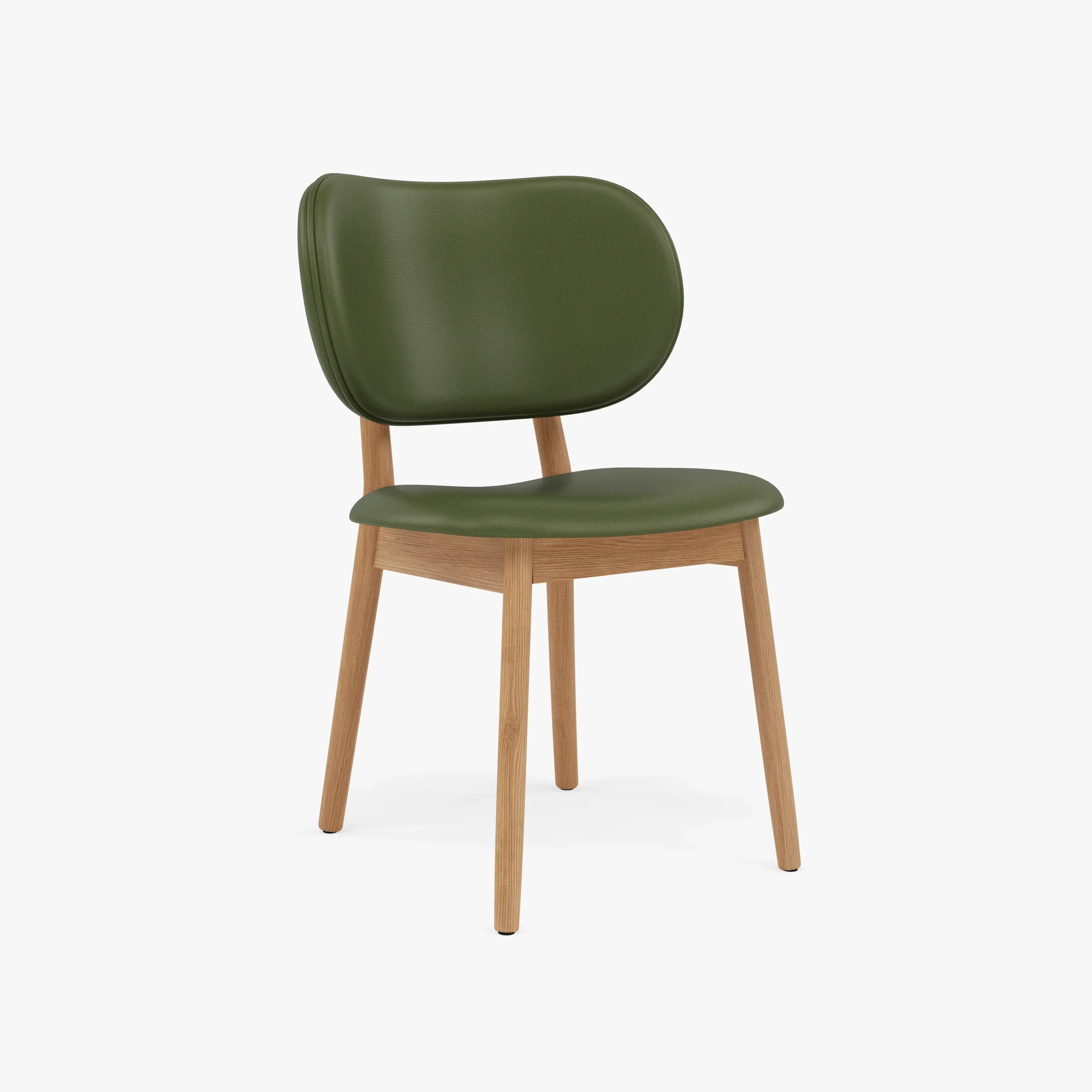 Olivia Dining Chair Green Leather Solid American Oak